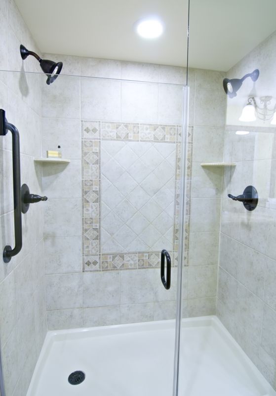 Modern Shower with Textured Tiles